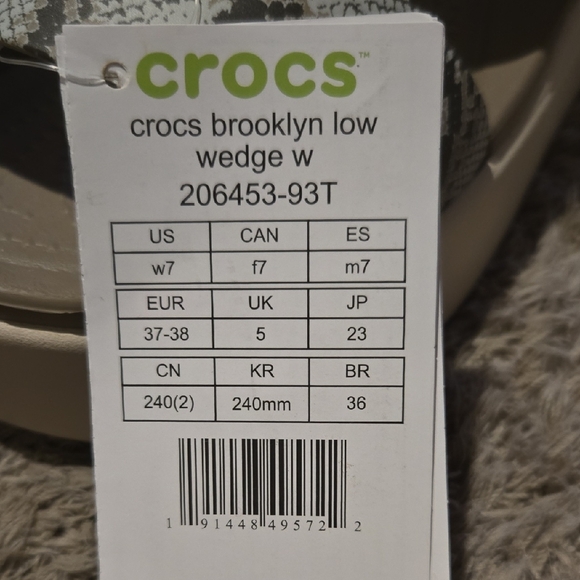 CROCS Brooklyn Low Wedge Sandals - Gray Snake Print - Picture 2 of 7